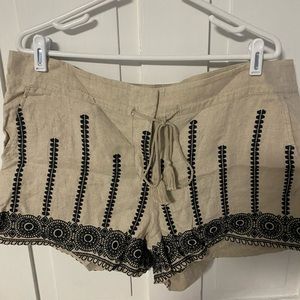 Loft Tan & Black Linen Shorts